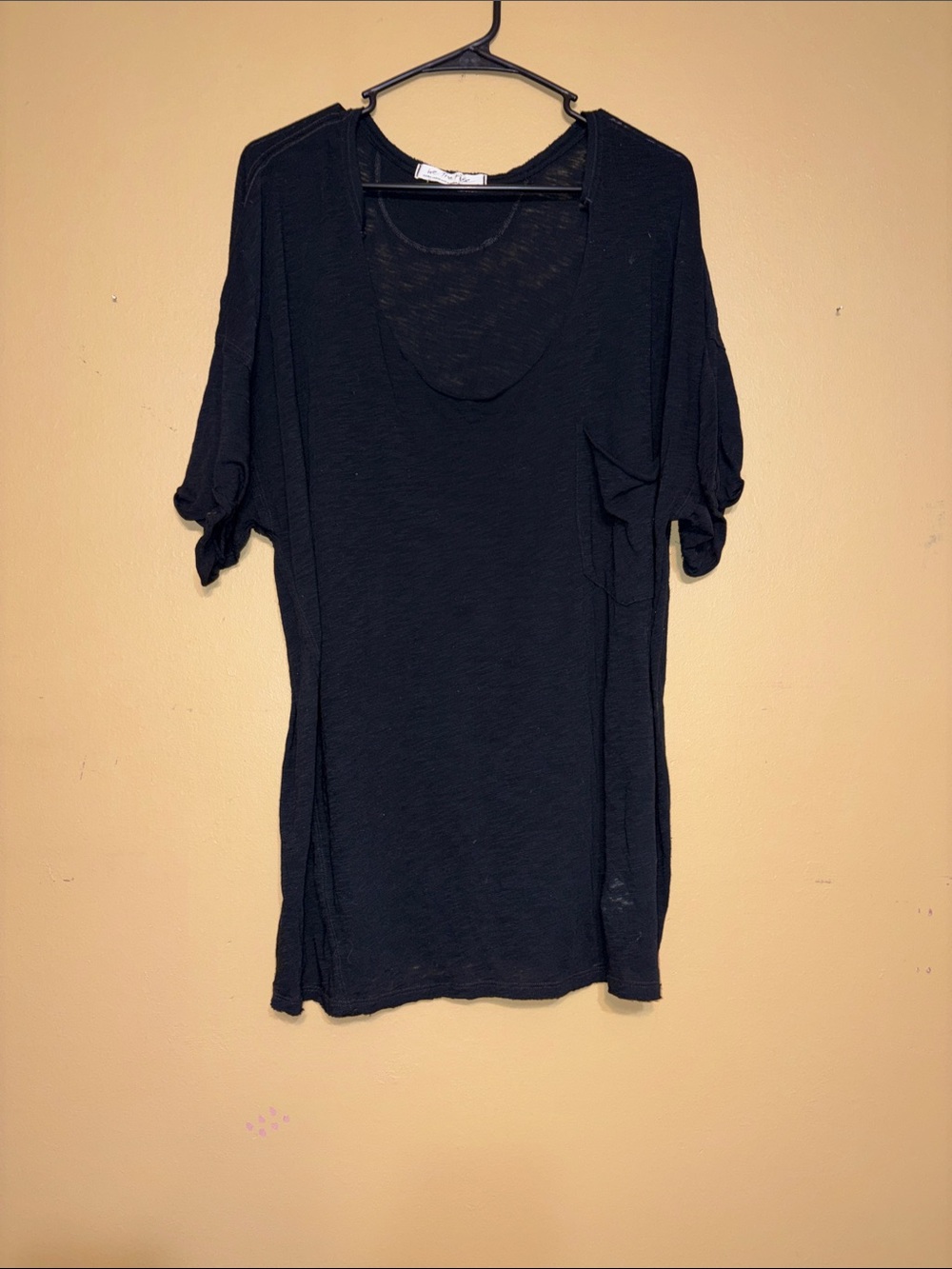 We The Free Black Scoop Neck Short Sleeve Summer Pocketed Slouch Shirt Size XL